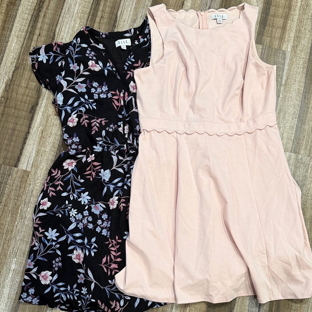Elle Black Floral and Pink Dress Set